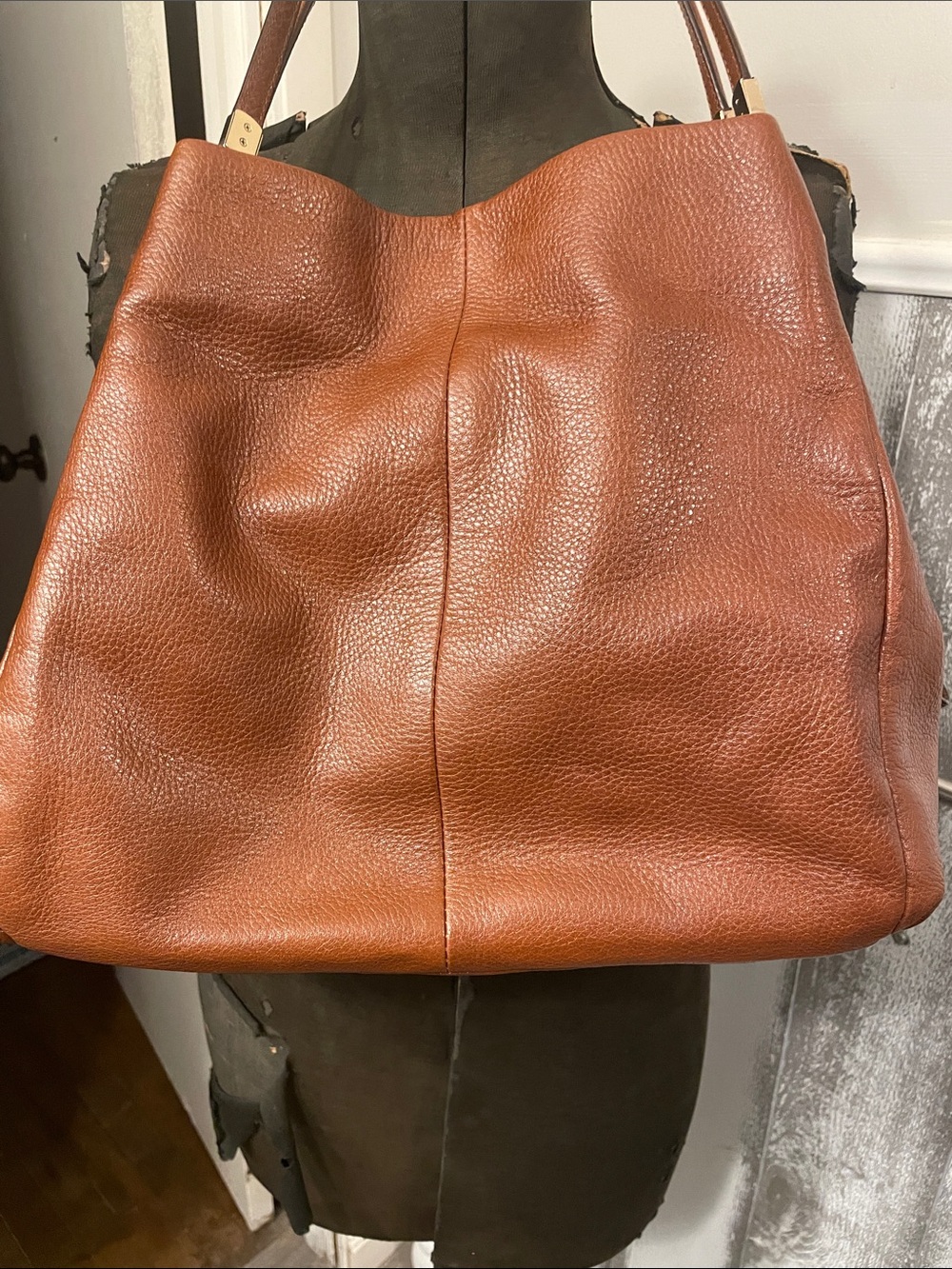 Coach Pebbled Leather Shoulder Bag in Cognac